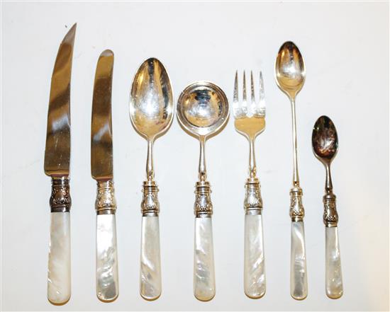 Appraisal: Sale Lot An English Silver-Plate and Mother-of-Pearl Flatware Service comprising