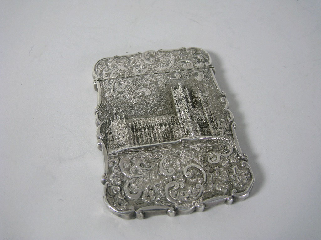 Appraisal: A Victorian Card Case with view of Westminster leafage scroll