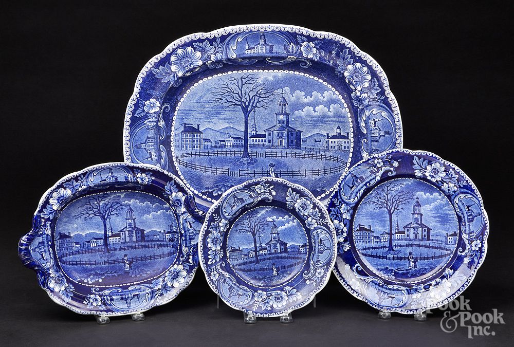 Appraisal: Historical blue Staffordshire Historical blue Staffordshire Winter View Pittsfield Massachusetts