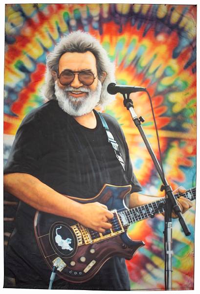 Appraisal: A massive banner of Jerry Garcia used at his memorial