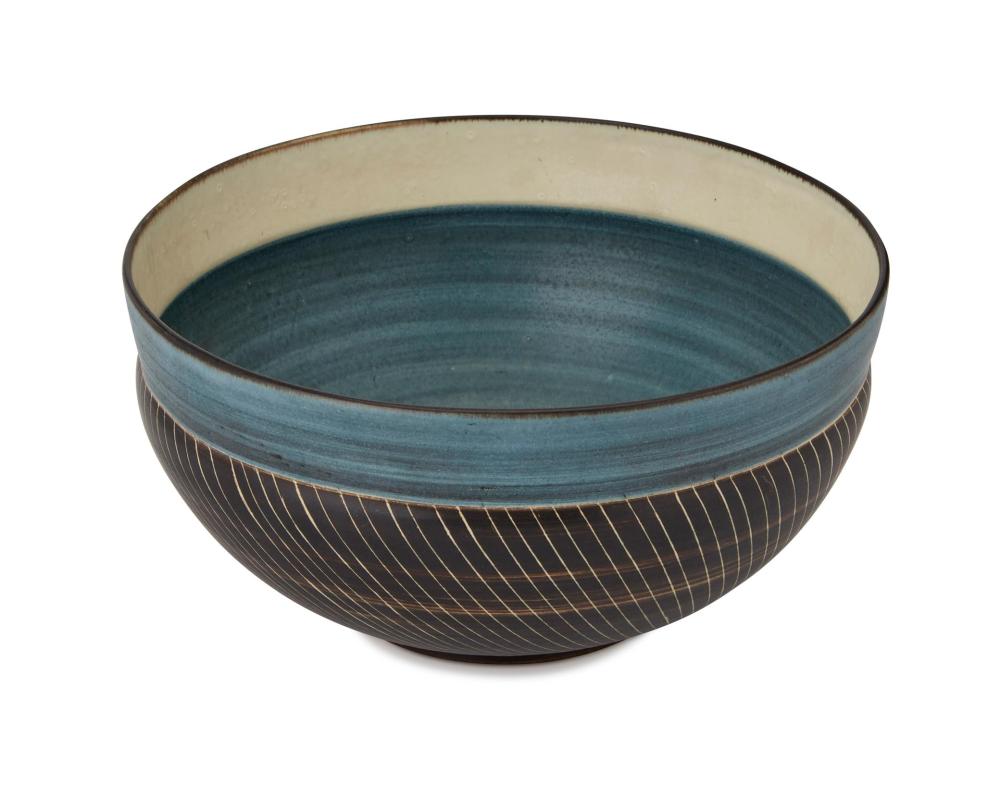 Appraisal: Harrison McIntosh - American Large bowl circa Glazed stoneware with