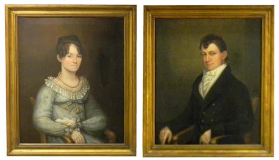 Appraisal: Pair of American portraits oil on canvas circa matching half-length