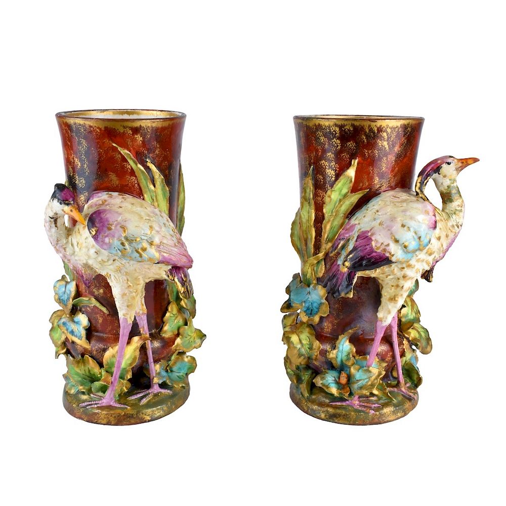 Appraisal: Pair of Carlton Ware Porcelain Bird Figural Vases Pair of