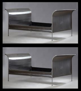 Appraisal: Pair of Contemporary Pierre Deux Galvanized Metal Sleigh Beds of