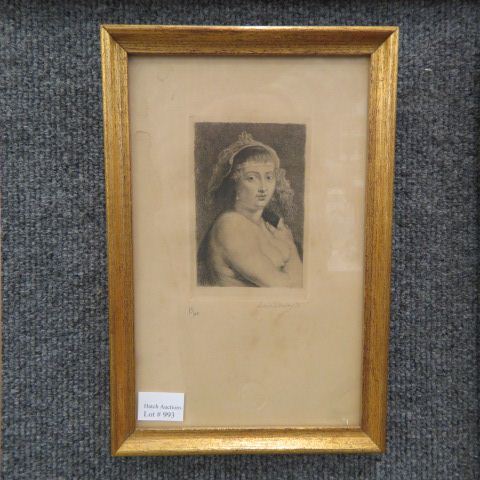 Appraisal: Louis Lemaire Sr etching nude woman image area x of