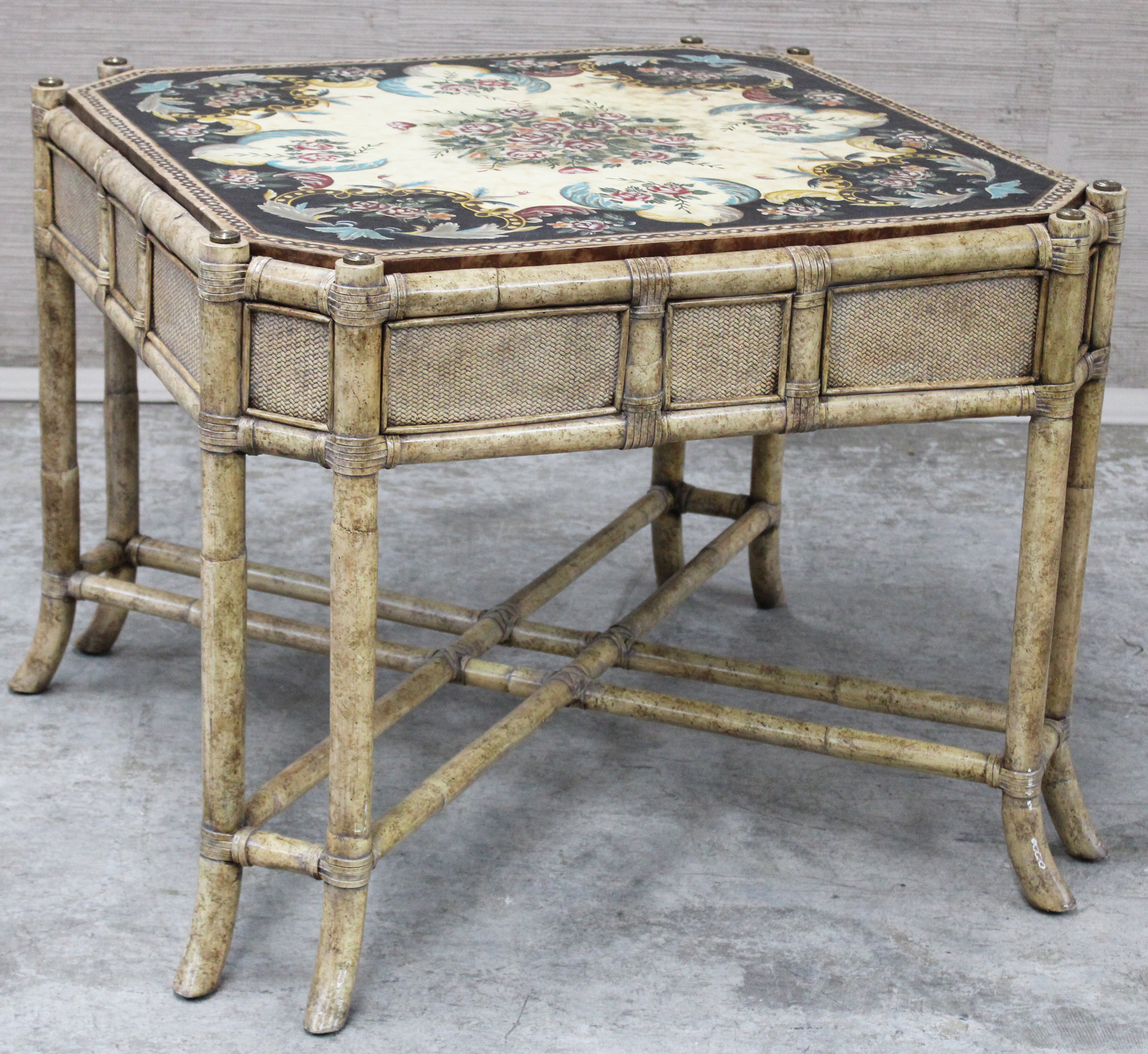 Appraisal: MAITLAND SMITH OCCASIONAL TABLE Maitland Smith faux bamboo hand painted