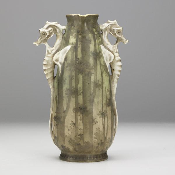 Appraisal: RIESSNER STELLMACHER KESSELPorcelain Amphora vase with seahorses - Stamped AMPHORA