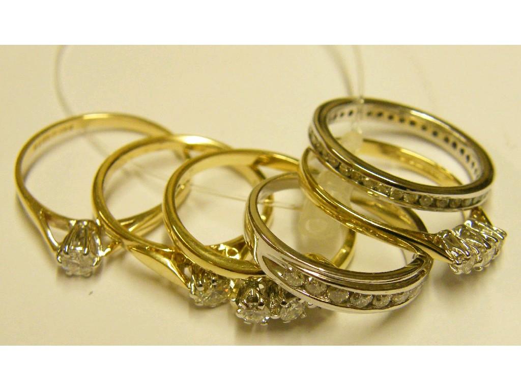 Appraisal: Six assorted ct diamond rings gm in total