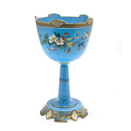 Appraisal: Bristol Enameled Blue Glass Centerpiece Estimate -