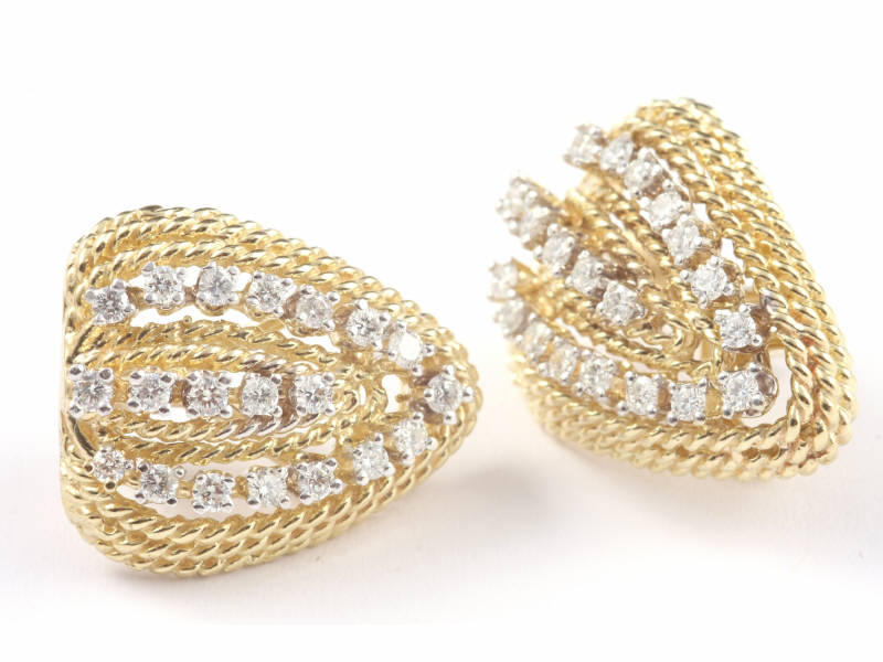 Appraisal: KT Yellow Gold Diamond Earrings K earrings prong set round