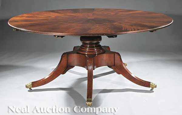 Appraisal: A Large Regency-Style Inlaid Mahogany Dining Table after the designs