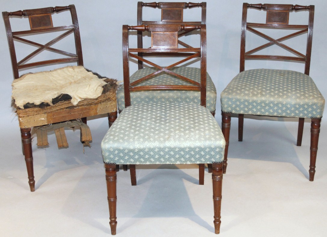 Appraisal: A set of four thC mahogany dining chairs each with