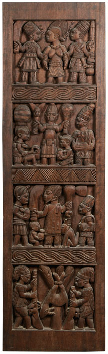 Appraisal: Lamidi Olonade Fakeye Nigerian - Figural Panel with Four Scenes