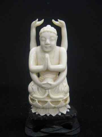 Appraisal: Chinese Carved Ivory Figurine of a Buddha seated on lotus