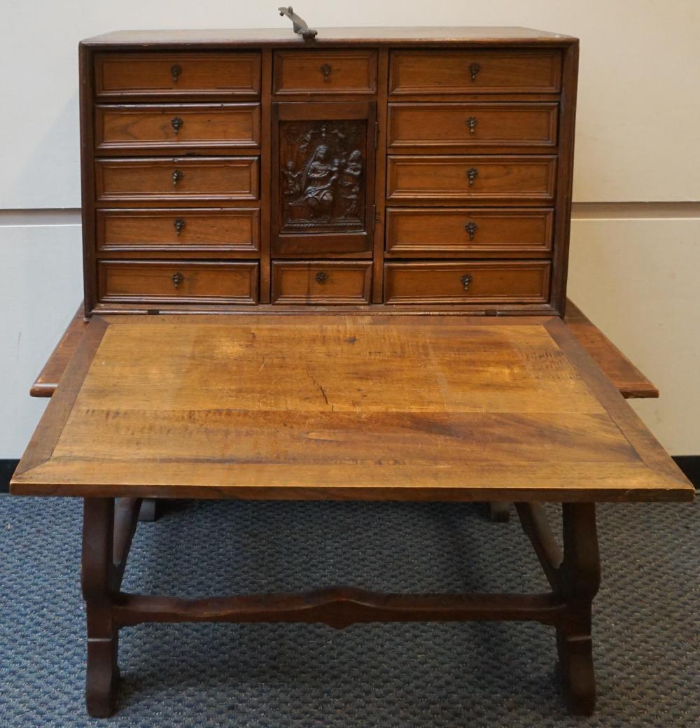 Appraisal: European Mahogany Drop-Front Desk on Table x x in x