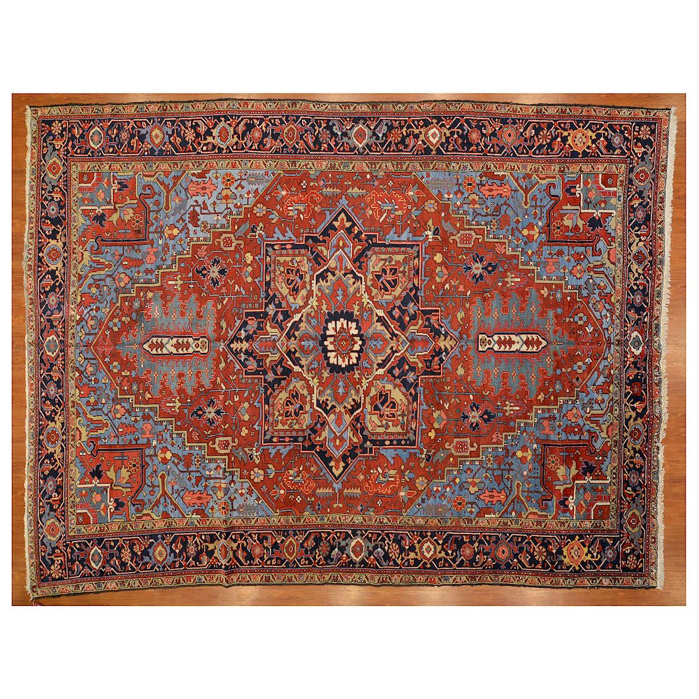 Appraisal: Semi-Antique Heriz Carpet Persia x circa hand knotted Condition Absence