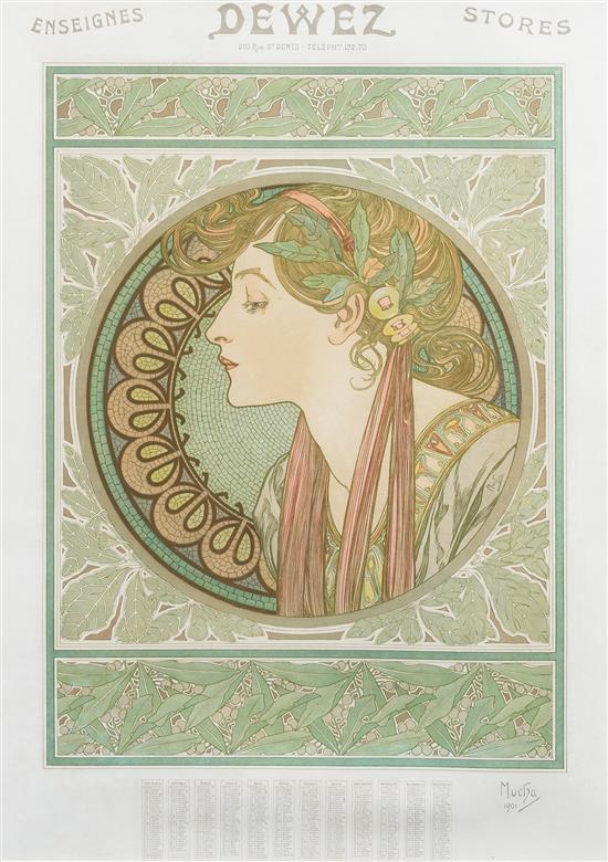 Appraisal: Sale Lot Alphonse Mucha Czech - Laurel Dewez color lithograph