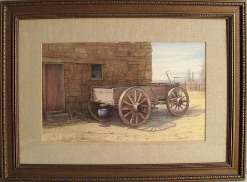 Appraisal: Reynolds Thomas American b watercolor landscape with a wagon signed