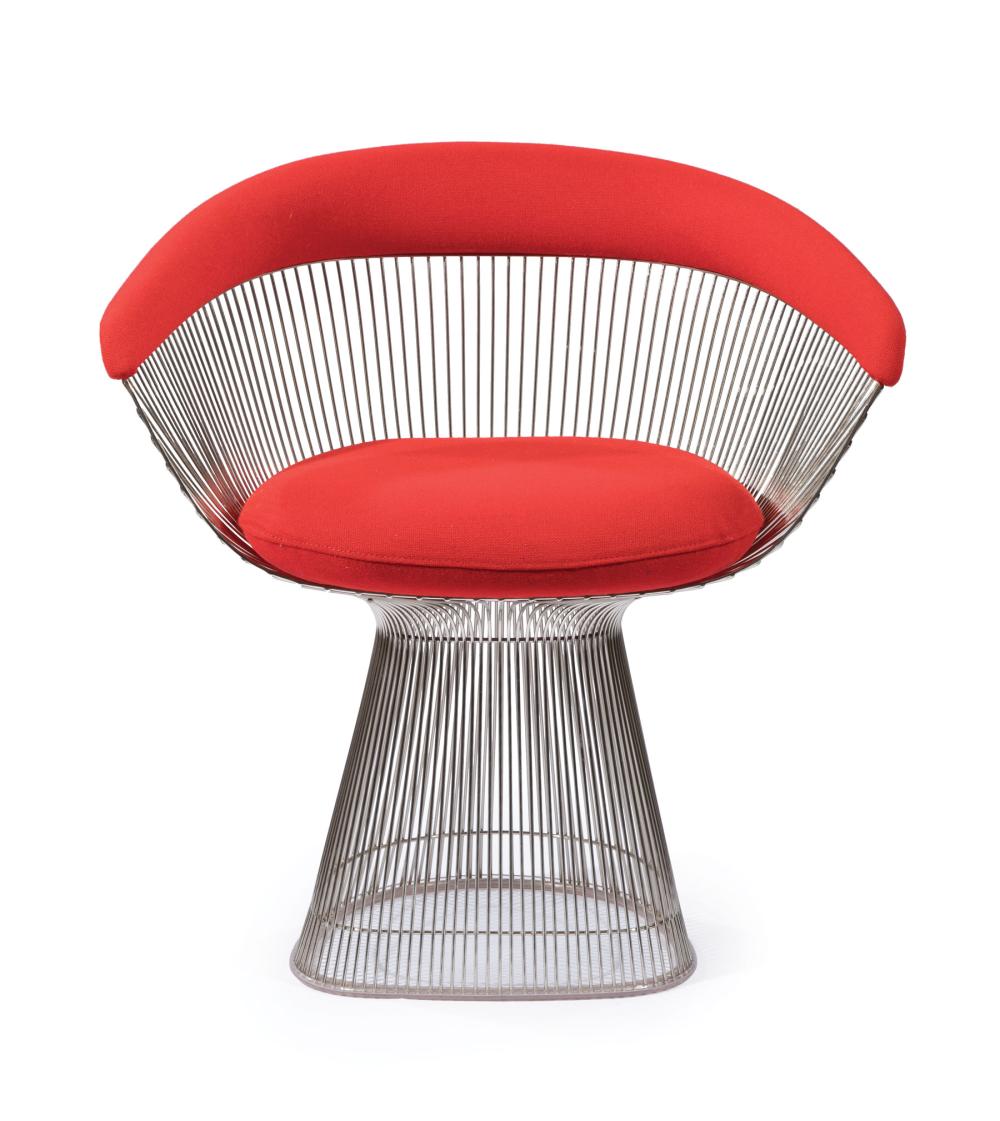 Appraisal: Warren Platner - for Knoll Armchair nickel-plated steel and upholstery