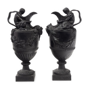 Appraisal: A Pair of Wedgwood Basalt Ewers Emblematic of Water and