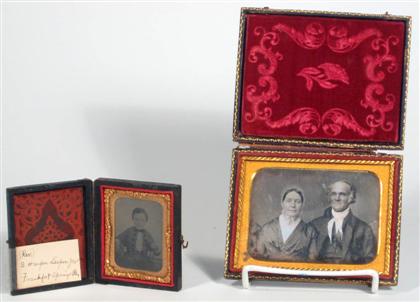 Appraisal: Two leather cased daguerreotypes mid- th century The first depicting