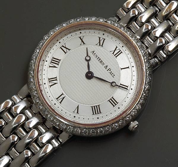 Appraisal: A diamond and eighteen karat white gold wristwatch Austern amp