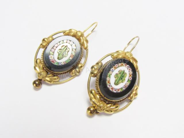 Appraisal: A pair of antique millefiori micro-mosaic onyx and semi-precious stone