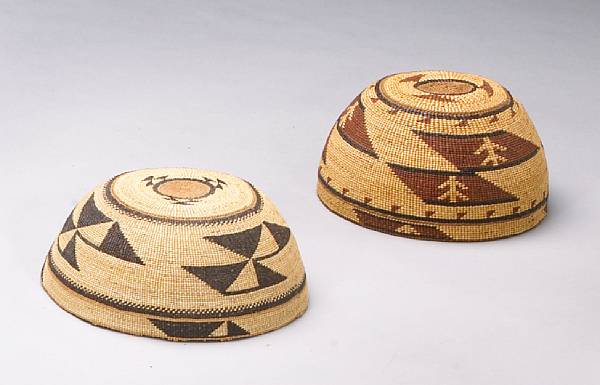 Appraisal: Two Northwest California hats Including a duotone example with interior