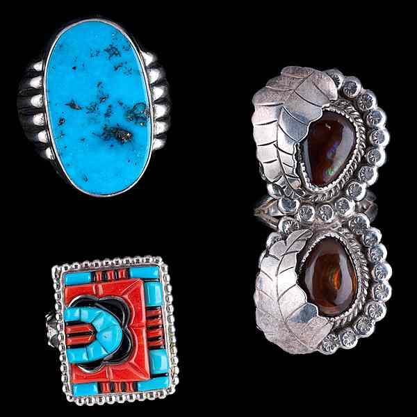 Appraisal: Navajo and Zuni Signed Rings lot of Includes a ring