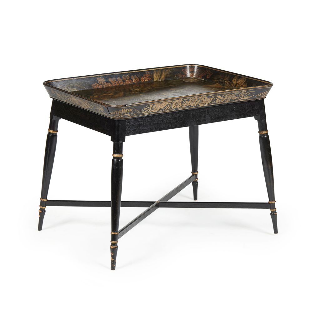 Appraisal: VICTORIAN PAPIER MACHE TRAY TABLE BY ILLIDGE TRAY TH CENTURY