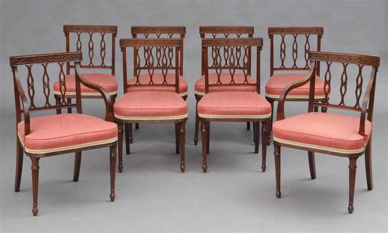 Appraisal: SET OF EIGHT FINE GEORGE III MAHOGANY SHERIDAN DINING CHAIRS