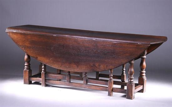 Appraisal: ENGLISH WILLIAM AND MARY-STYLE OAK GATE-LEG TABLE th century Rectangular