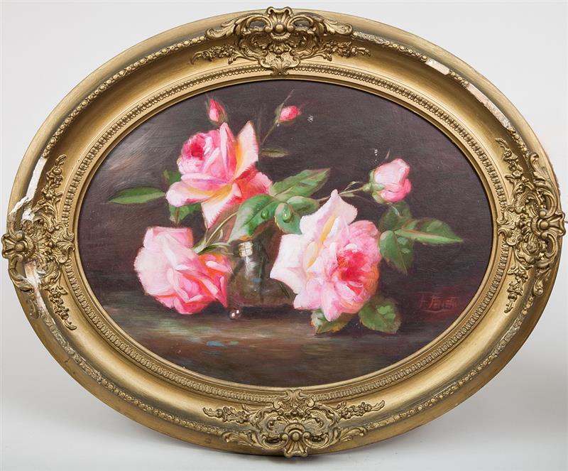 Appraisal: Frederick M Fenetti - Roses Oil on board signed 'F