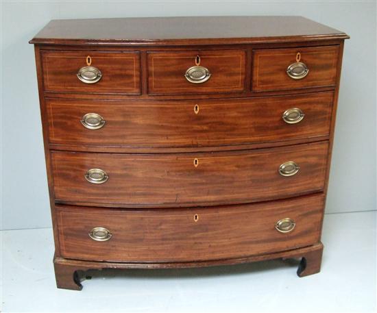 Appraisal: Regency mahogany bowfront chest of three short over three long