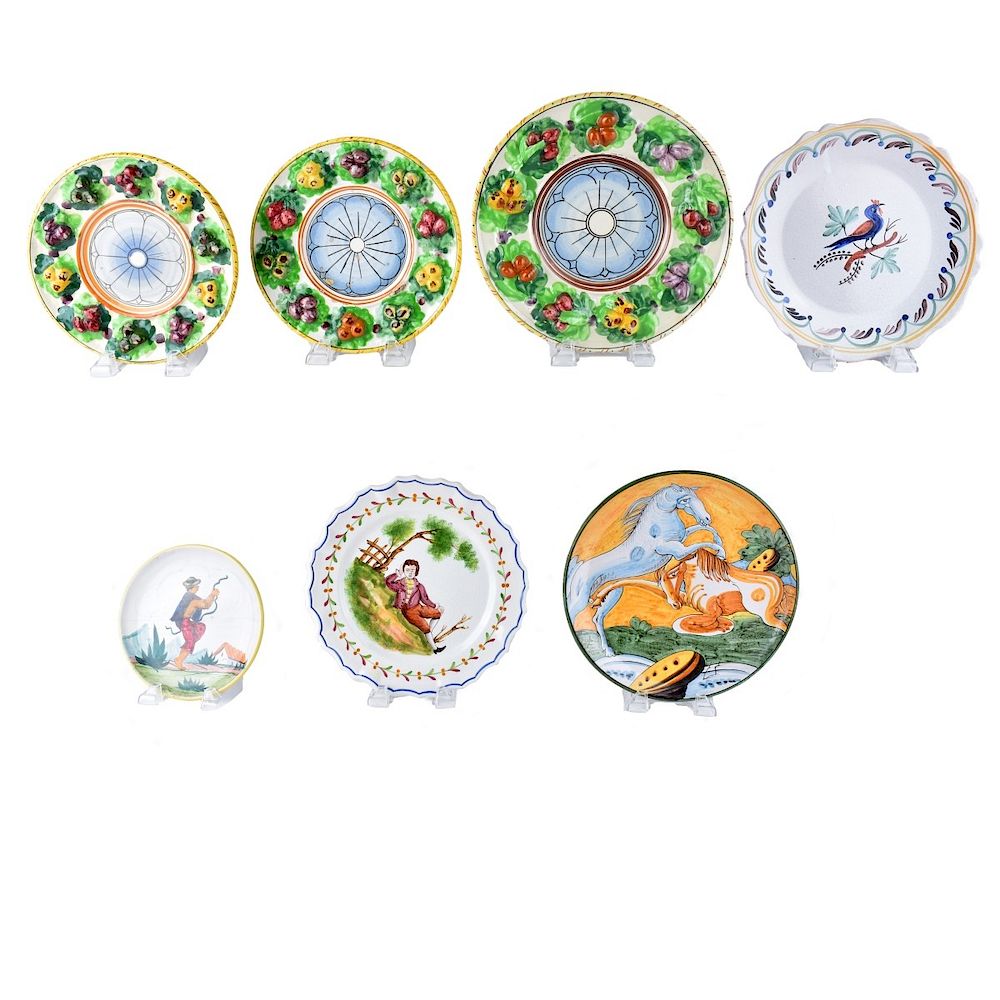 Appraisal: Seven Italian Majolica Plates Grouping of Seven Italian Majolica Plates