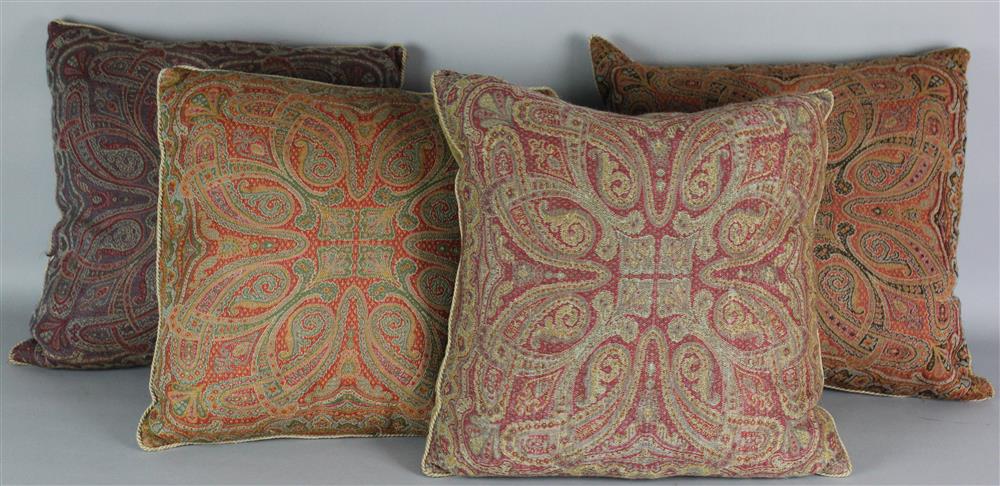 Appraisal: GROUP OF FOUR ASSORTED DESIGN FINE WOOL PAISLEY CUSHIONS ALL