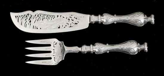 Appraisal: A pair of Victorian silver fish servers by George Adams