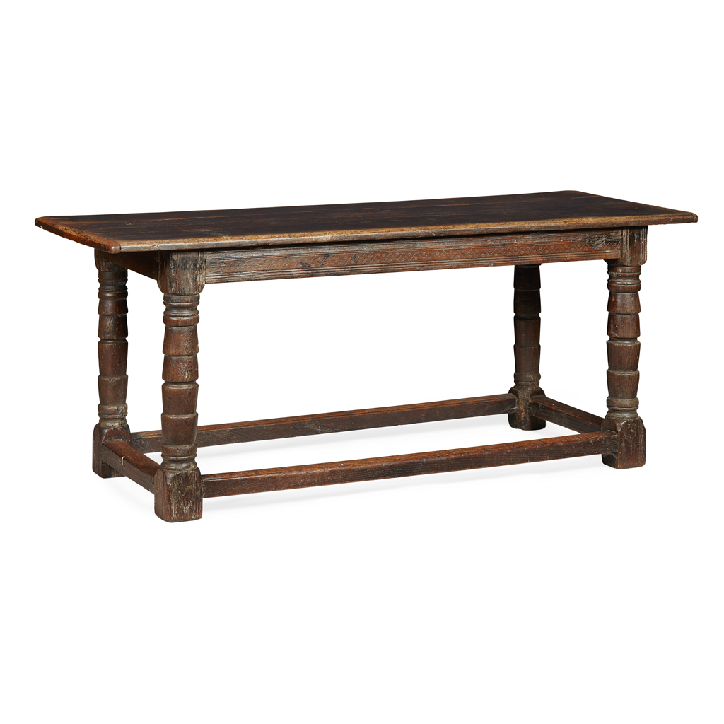 Appraisal: CHARLES II OAK REFECTORY TABLE TH CENTURY the rectangular three