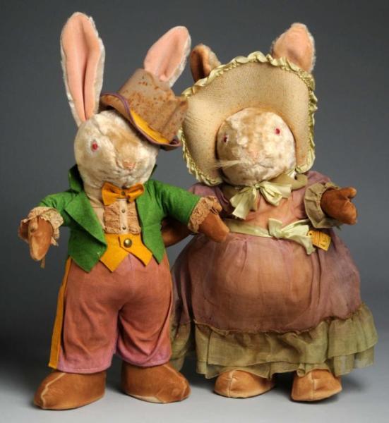 Appraisal: Pair of Dressed Bunny Toys Description Staining throughout Condition Very