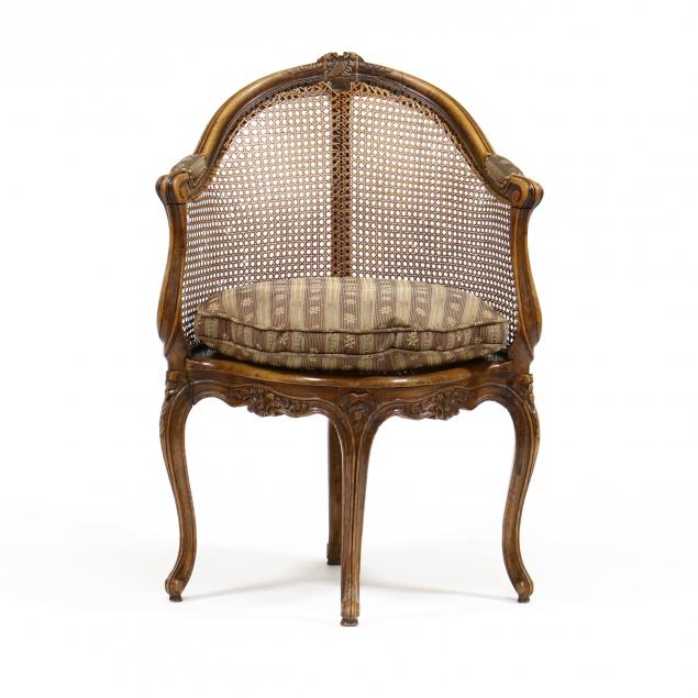 Appraisal: LOUIS XV STYLE CANE BACK CORNER CHAIR Second half th