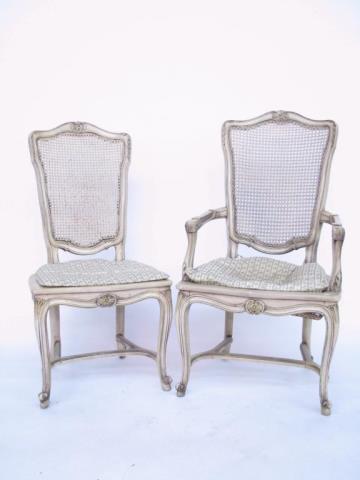 Appraisal: A set of eight French style dining chairs with painted