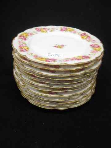 Appraisal: Set of Elite Limoges Porcelain Dessertplates elegant floral gold trim