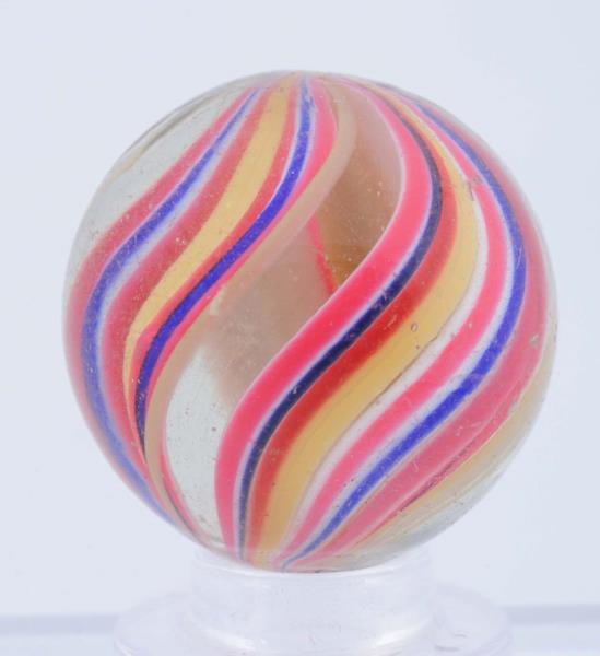 Appraisal: Unusual Three-Ribbon Swirl Marble Three matching ribbons consist of yellow