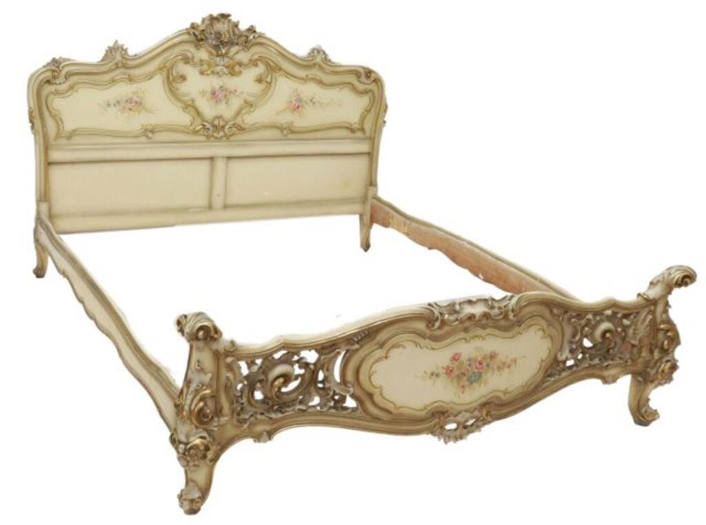 Appraisal: Venetian Louis XV style parcel gilt and painted bed th