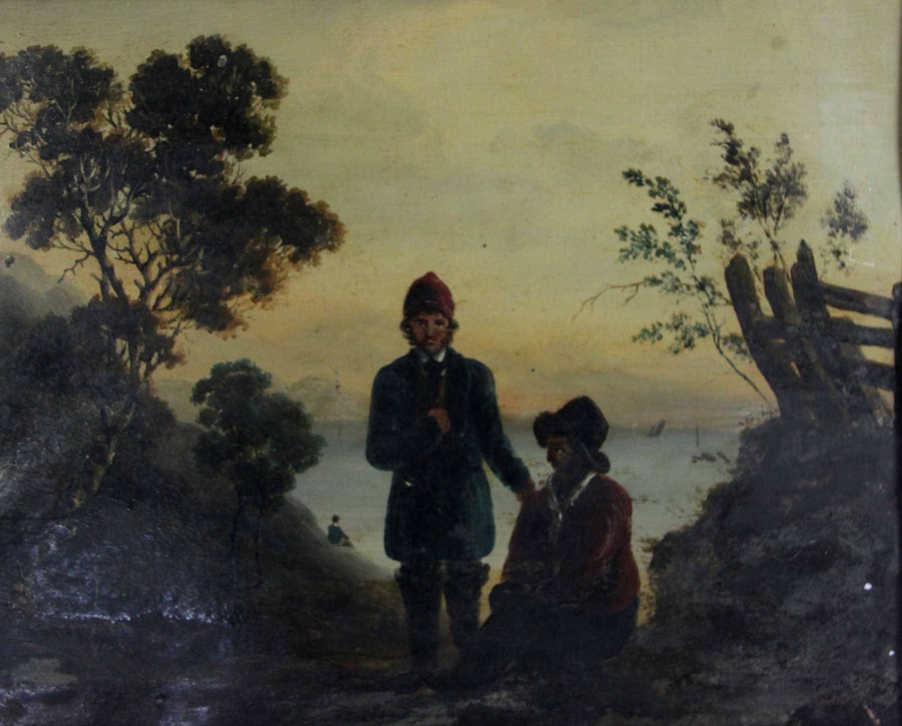 Appraisal: th Century European School Figures in a Landscape oil on