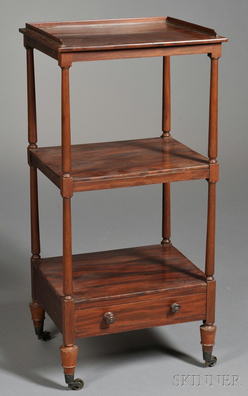 Appraisal: Small Mahogany and Mahogany Veneer Etagere probably America c with