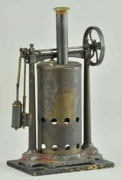 Appraisal: CARETTE VERTICAL STEAM ENGINE Engine features two side stanchions to