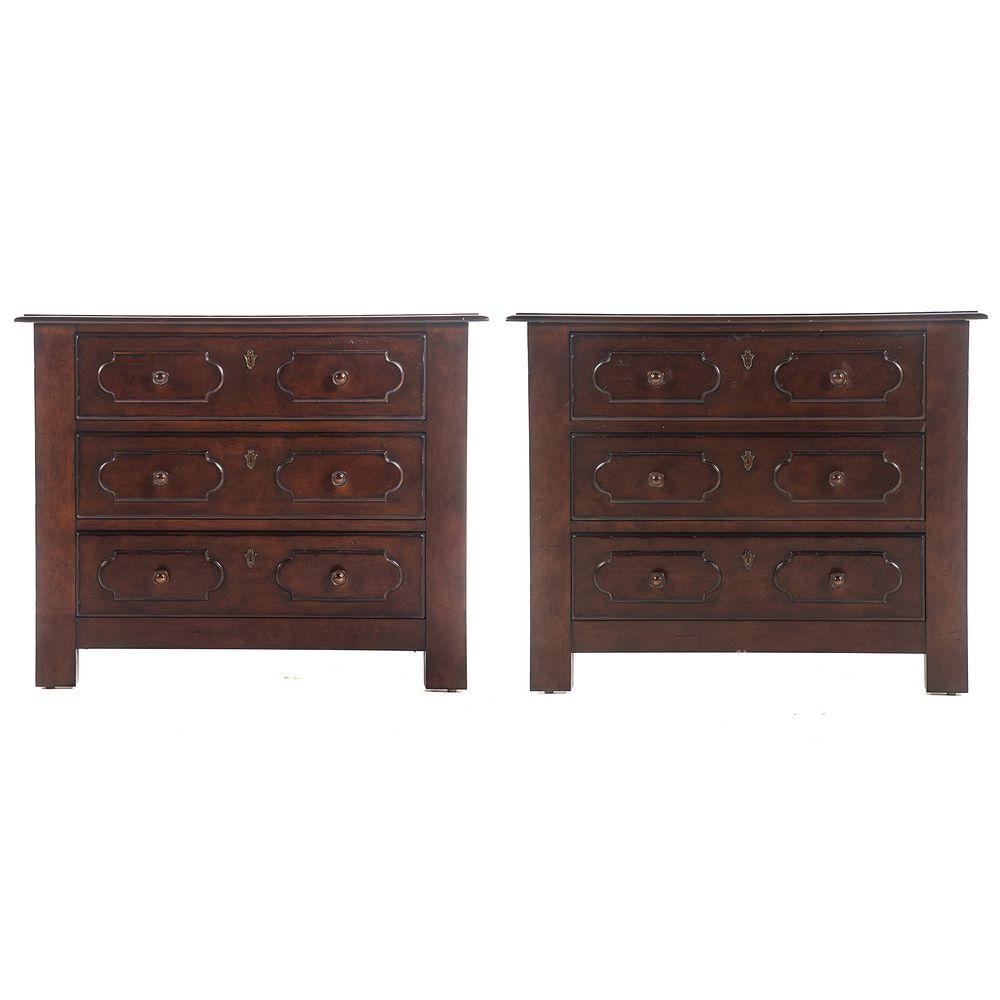 Appraisal: Pair of Century Mahogany -Drawer Chests Three drawers with molded