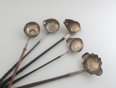 Appraisal: Five various punch ladles mixed designs and dates George II