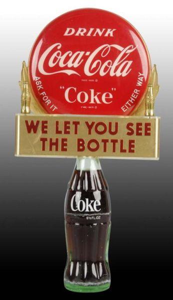 Appraisal: Coca-Cola Plastic Metal Bottle Topper Bottle Description Circa s Very